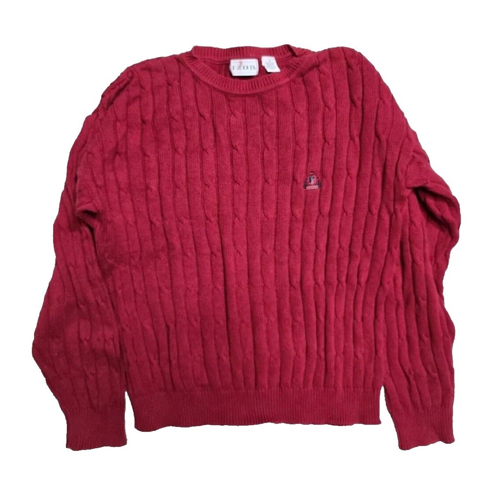 Vintage Izod Men's Knit Red Sweater M Made In Usa
